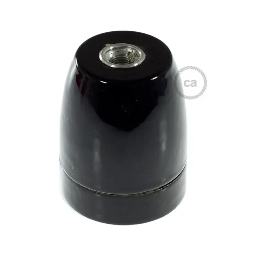Fitting porselein E27 zwart