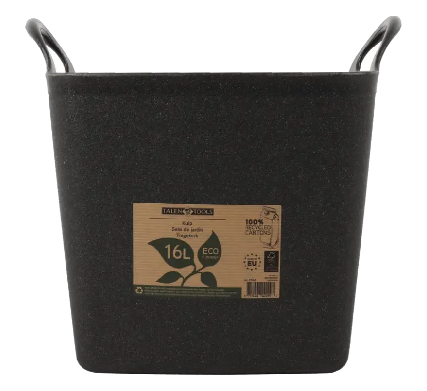 Flexibele kuip / emmer Zwart 16L (100% gerecycled)