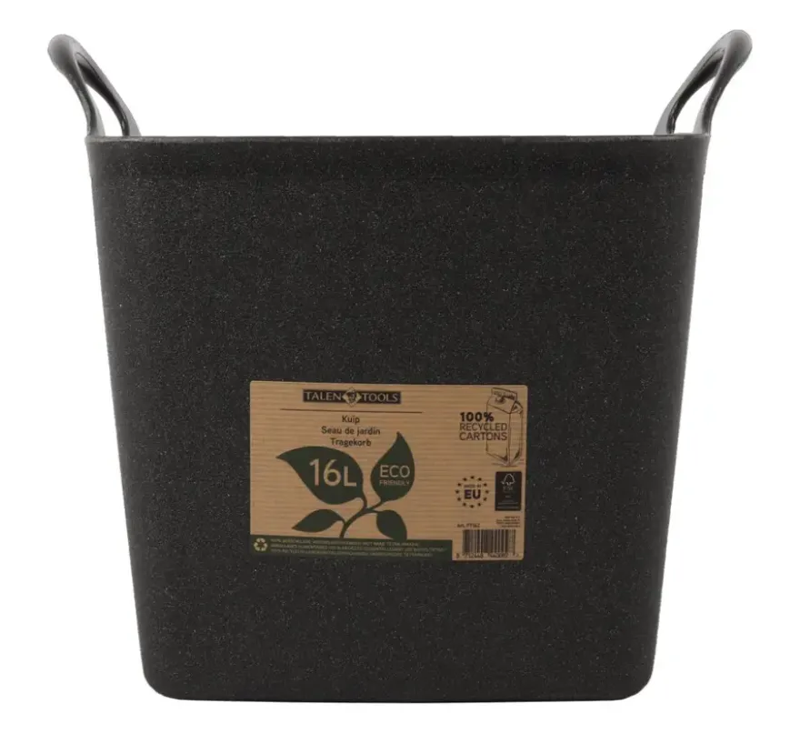 Flexibele kuip / emmer Zwart 16L (100% gerecycled)