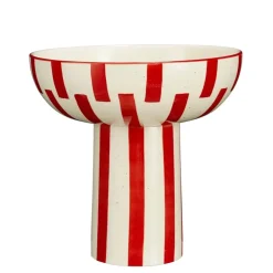 Fruit schaal op standaard rood - h28xd28,5cm
