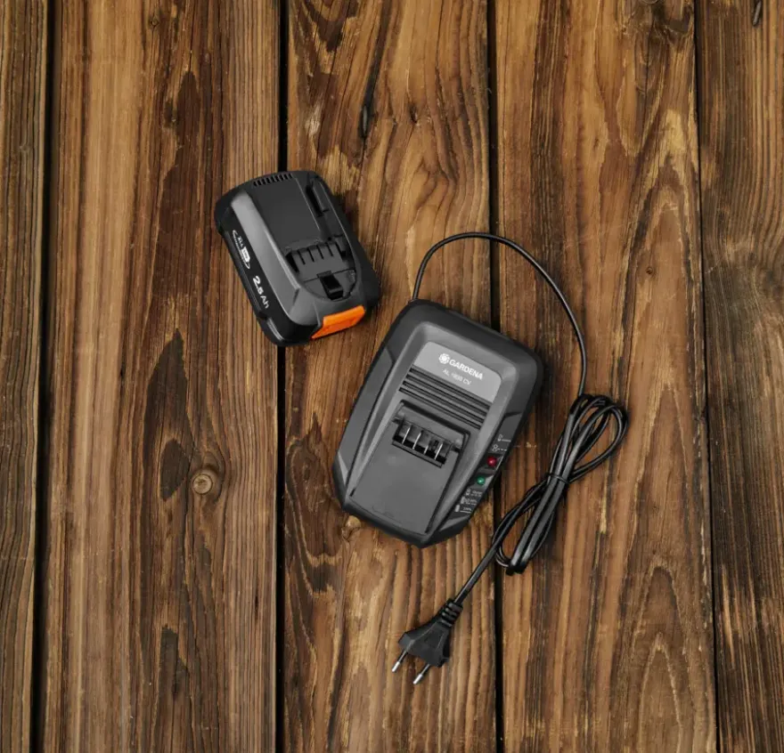 Gardena startset POWER FOR ALL incl. AL 1830 CV lader en 2,5 Ah accu