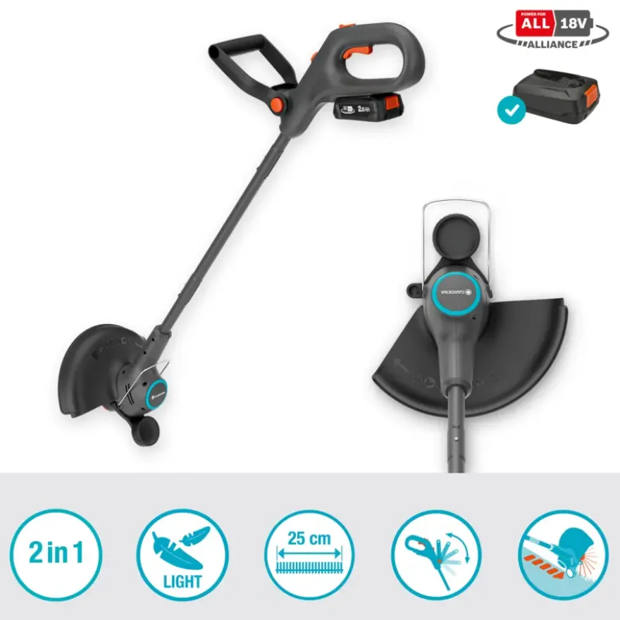 Gardena 18V grastrimmer EasyTrim 25 cm incl. 2,0Ah + lader