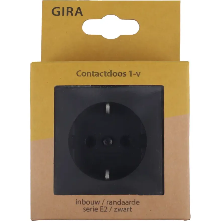 Gira E2 Inbouw Enkel Geaard Stopcontact Mat Zwart