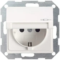 Gira ST55 inbouw enkel geaard stopcontact met klep wit