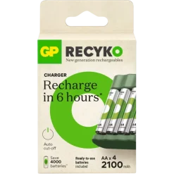 GP Batterijlader 411 + 4x oplaadbare batterijen AAA 850mAh ReCyko + Micro USB-lader