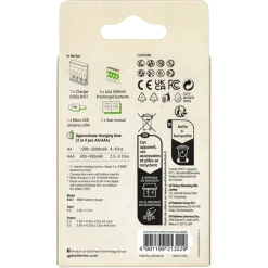 GP Batterijlader 411 + 4x oplaadbare batterijen AAA 850mAh ReCyko + Micro USB-lader