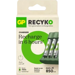 GP Batterijlader + 4x oplaadbare batterijen AA 2100mAh ReCyko + Micro USB-lader