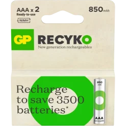 GP Batterij Oplaadbaar AAA NiMH 850mAh ReCyko 1,2V 2 Stuks