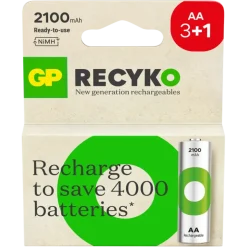 GP Batterij Oplaadbaar AA NiMH 2100 mAh ReCyko 1,2V 4 stuks (3+1)