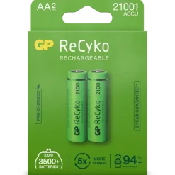 GP Batterij Oplaadbaar AA NiMH 2100mAh ReCyko 1,2V 2 Stuks