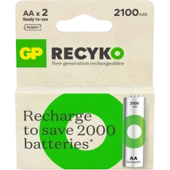 GP Batterij Oplaadbaar AA NiMH 2100mAh ReCyko 1,2V 2 Stuks