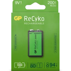 GP Batterij Oplaadbaar 9V NiMH 200mAh ReCyko 8,4V 1 Stuk