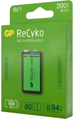 GP Batterij Oplaadbaar 9V NiMH 200mAh ReCyko 8,4V 1 Stuk