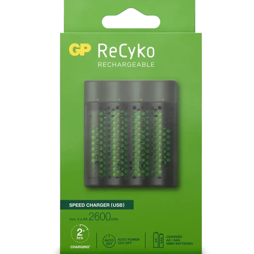 GP ReCyko+ USB Rapid Batterijlader incl. 4 AA Batterijen