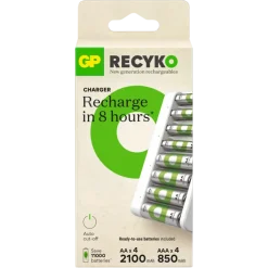 GP USB Batterijlader AA + AAA inc. Micro USB snoer en 4x AA + 4x AAA Batterijen