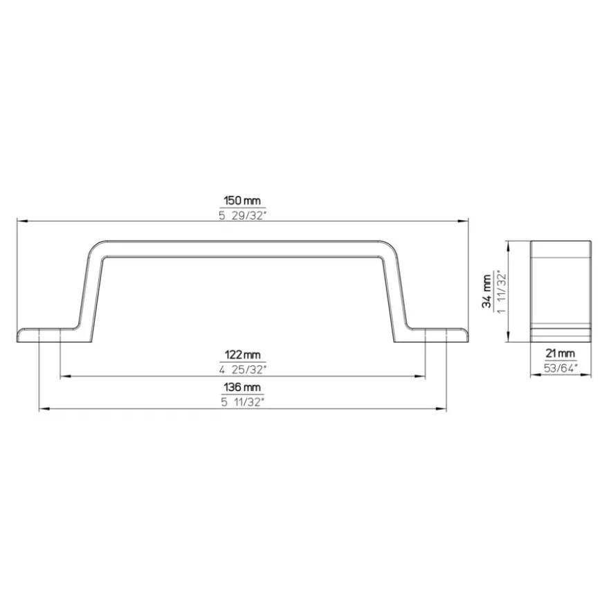 Greep Amelie aluminium 150mm