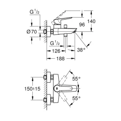 Grohe bad-/douchemengkraan Start mat zwart 15 cm