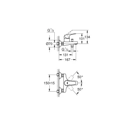 Grohe badkraan Quickfix Start Flow chroom 15 cm