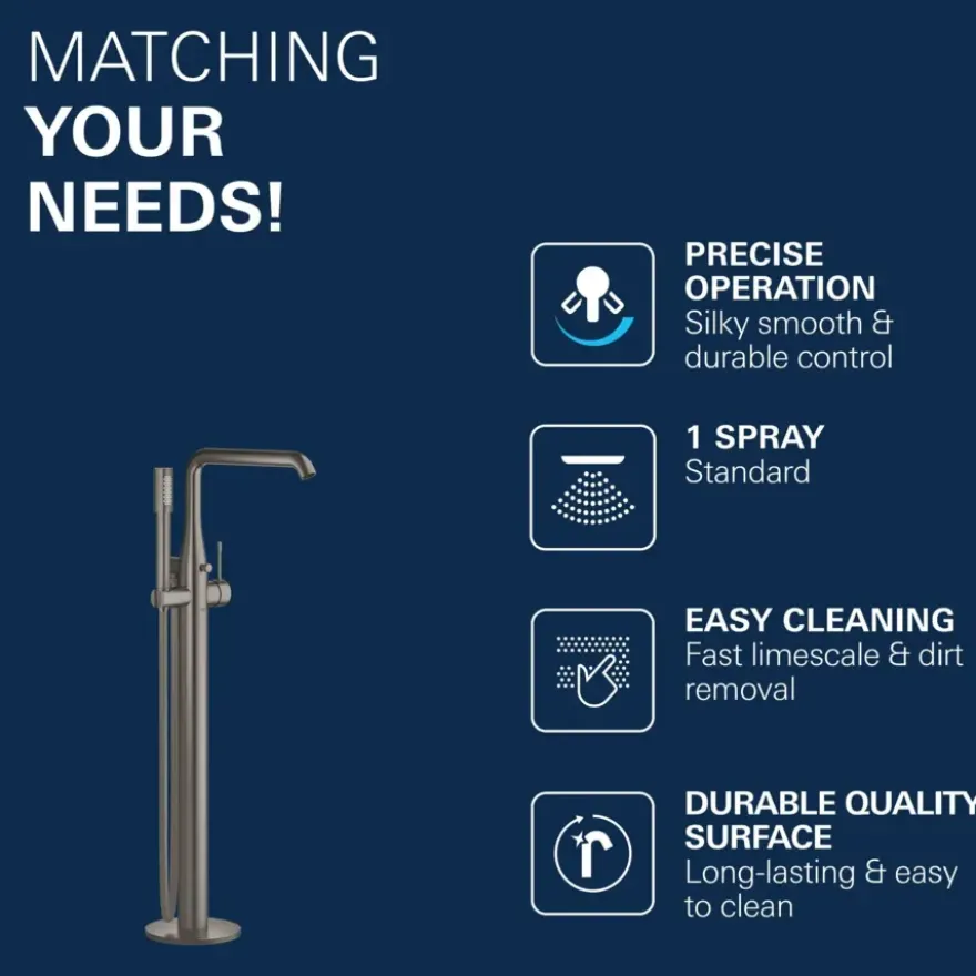 Grohe Colours Vrijstaande Badkraan Essence New Grafiet met Handdouche