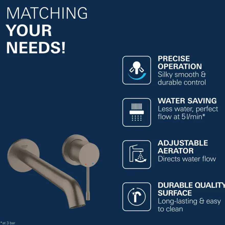 Grohe Colours wastafel inbouwkraan Essence New L 2-gats grafiet