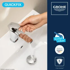 Grohe Dice wastafelmengkraan S-Size Push open Chroom