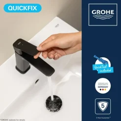 Grohe Dice wastafelmengkraan M-Size Push open Mat Zwart
