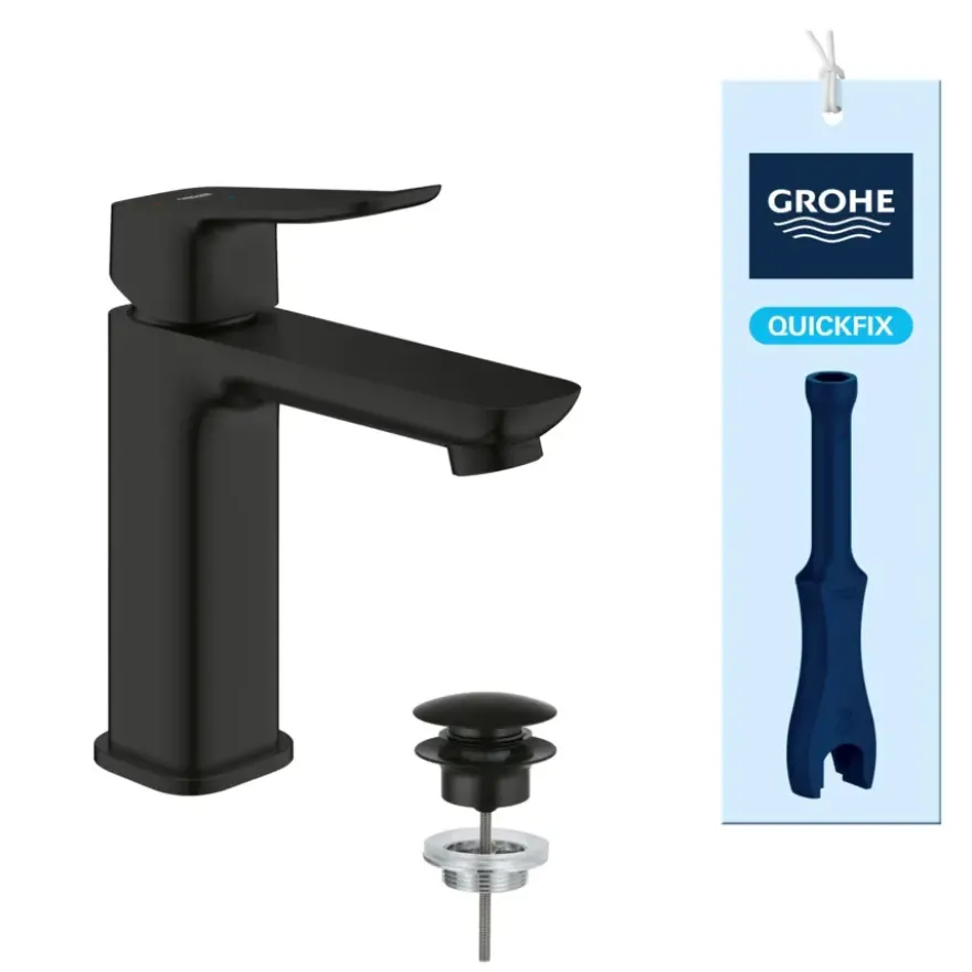 Grohe Dice wastafelmengkraan M-Size Push open Mat Zwart