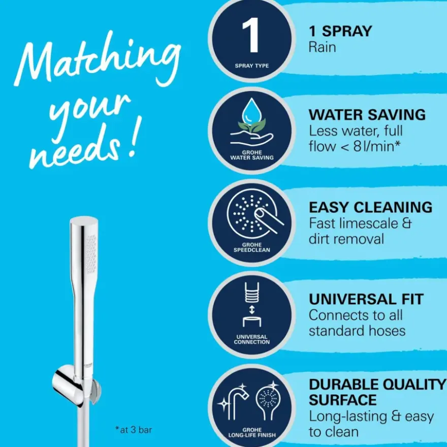 Grohe doucheset Quickfix Vitalio Get 1 stand chroom