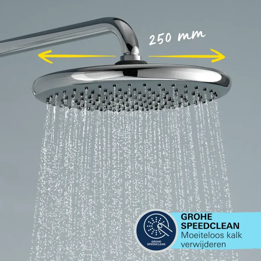 Grohe douchesysteem Vitalio Start 250 met handdouche en thermostaatkraan 2 standen chroom, max. 8,0 L/min bij 3 bar - hartafstand kraan 15 cm