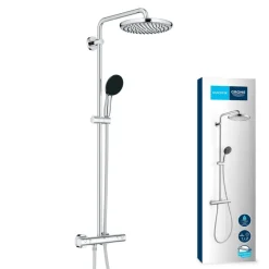 Grohe douchesysteem Vitalio Start 250 met handdouche en thermostaatkraan 2 standen chroom, max. 8,0 L/min bij 3 bar - hartafstand kraan 15 cm