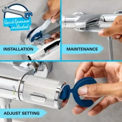 Grohe douchesysteem Vitalio Start 250 met handdouche en thermostaatkraan 2 standen chroom, max. 8,0 L/min bij 3 bar - hartafstand kraan 15 cm