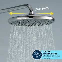 Grohe douchesysteem Vitalio Start 250 met handdouche en thermostaatkraan 2 standen chroom, max. 8,0 L/min bij 3 bar - hartafstand kraan 15 cm