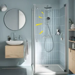 Grohe douchesysteem Vitalio Start 250 met handdouche en thermostaatkraan 2 standen chroom, max. 8,0 L/min bij 3 bar - hartafstand kraan 15 cm