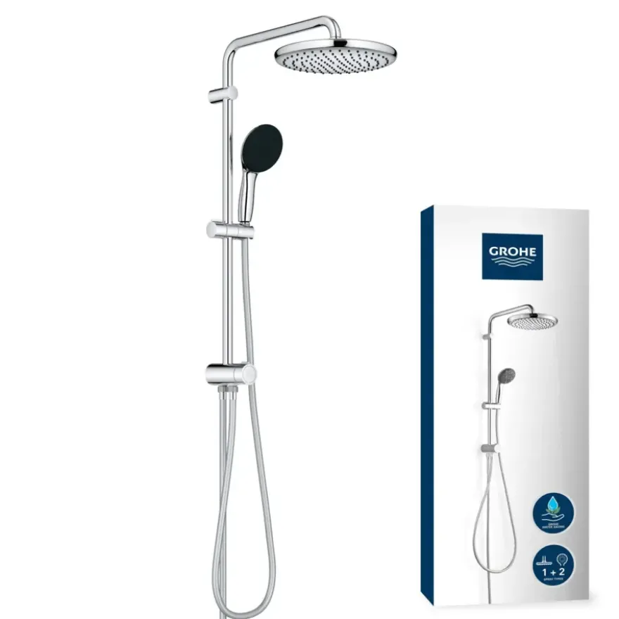 Grohe Douchesysteem Vitalio Start 250 met omstelling Rond, Max. 8,0L/M Bij 3 Bar Chroom - hartafstand kraan 15 cm