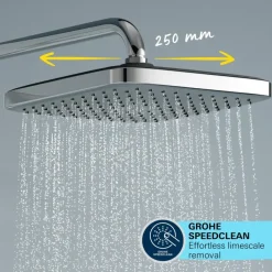 Grohe Douchesysteem Vitalio Comfort 250 Douchesysteem vierkant met omstelling, Max. 8,0L/M Bij 3 Bar Chroom - hartafstand kraan 15 cm