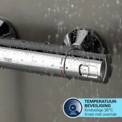 Grohe Douchesysteem Vitalio Comfort 250 met thermostaatkraan, Max. 8,0L/M Bij 3 Bar - Chroom - hartafstand kraan 15 cm