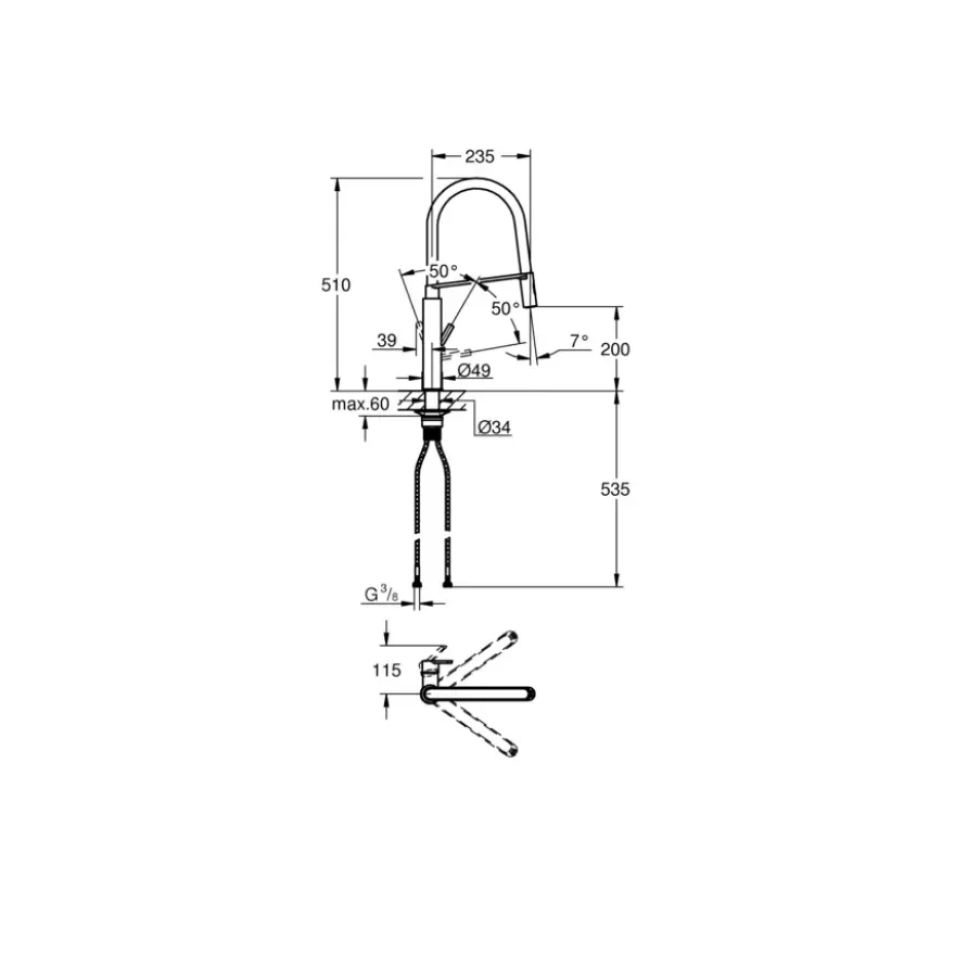 Grohe Keukenkraan Feel met Spoelkraan Chroom