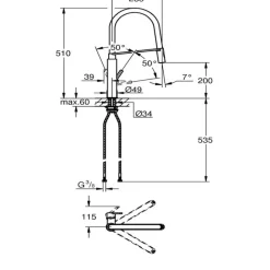 Grohe Keukenkraan Feel met Spoelkraan Supersteel