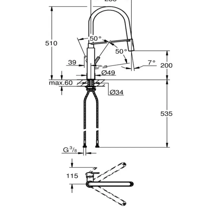 Grohe Keukenkraan Feel met Spoelkraan Supersteel