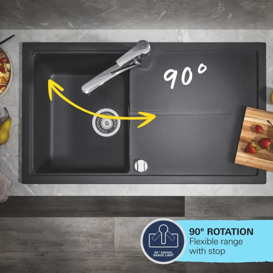Grohe keukenkraan Quickfix Start uitrekbaar zwart