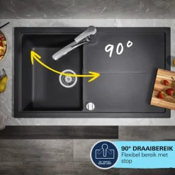 Grohe keukenkraan Quickfix Start uitrekbaar zwart