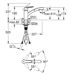 Grohe keukenkraan Start dual spray QuickFix supersteel (RVS look)