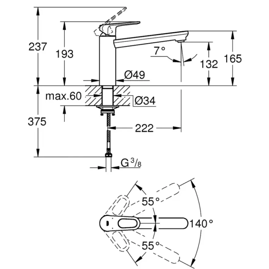 Grohe keukenkraan Start flow QuickFix chroom
