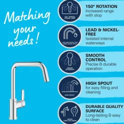 Grohe keukenkraan Start hoge U-uitloop QuickFix chroom