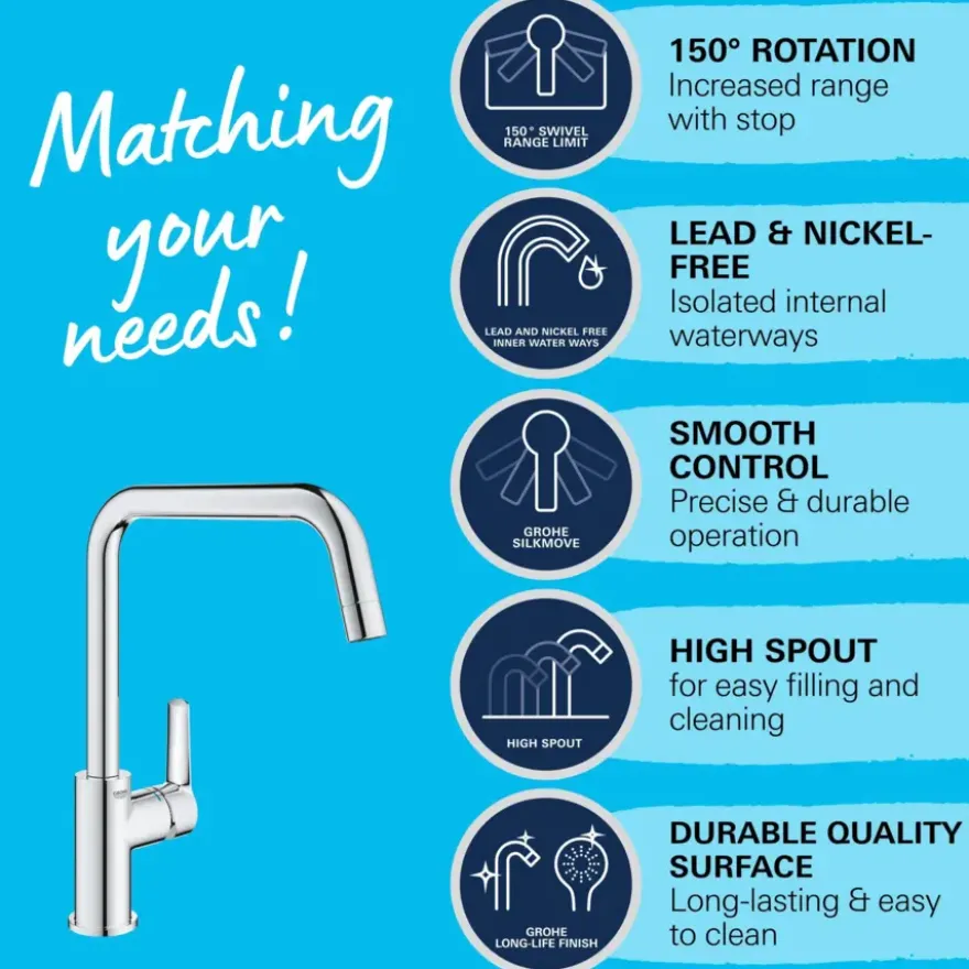 Grohe keukenkraan Start hoge U-uitloop QuickFix chroom
