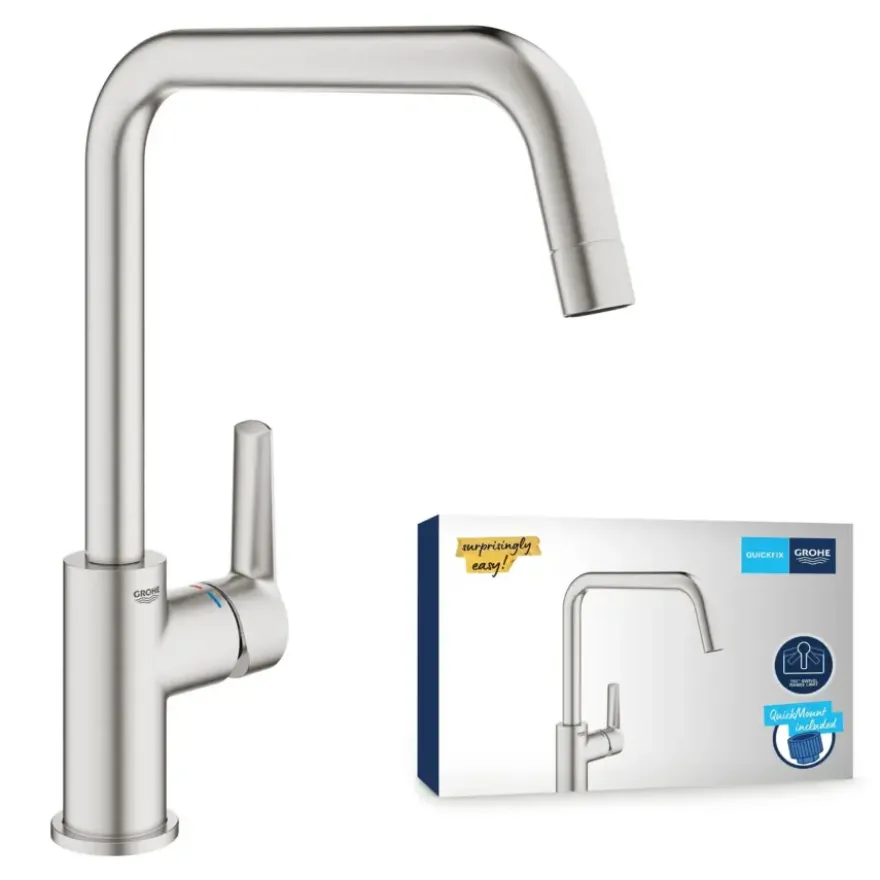 Grohe keukenkraan Start hoge U-uitloop QuickFix supersteel (RVS look)