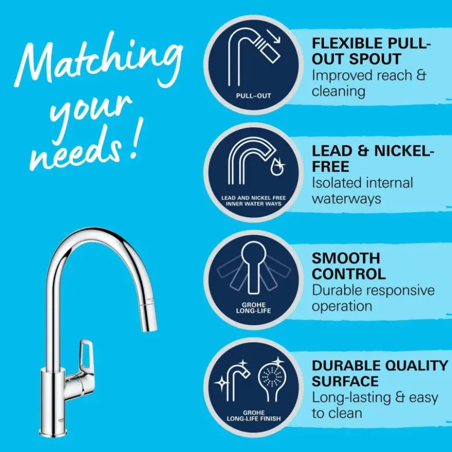 Grohe keukenkraan Start Loop hoge C-uitloop uitrekbaar chroom