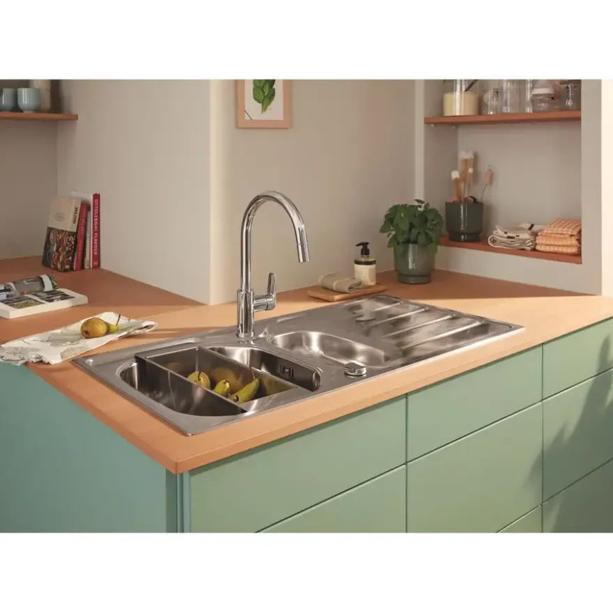 Grohe Keukenmengkraan Start Edge Hoge Uitloop Uittrekbare Mousseur Chroom