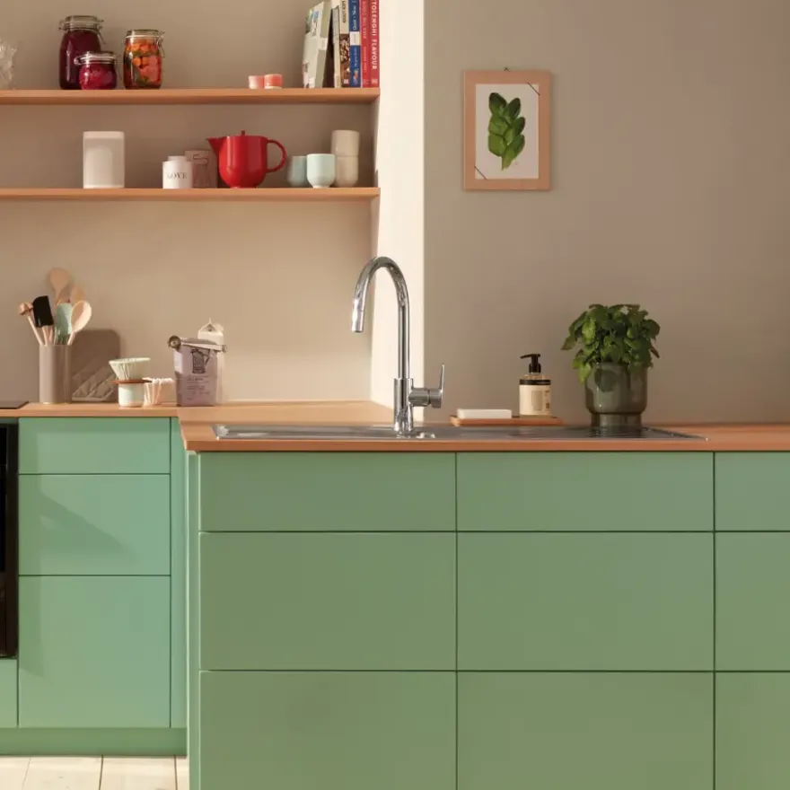 Grohe Keukenmengkraan Start Edge Hoge Uitloop Uittrekbare Mousseur Chroom