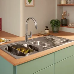 Grohe Keukenmengkraan Start Edge Hoge Uitloop Uittrekbare Mousseur Chroom